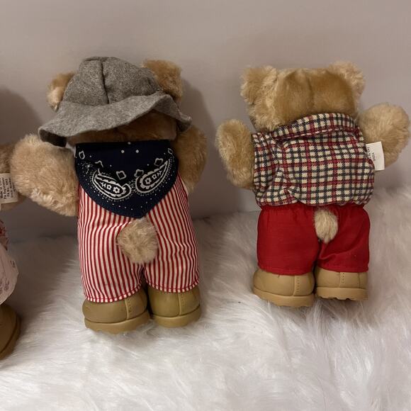 Vintage 1986 Wendys Furskins Collectible 7” Teddy Bear Plush Lot Of 4 Bears - Picture 5 of 11